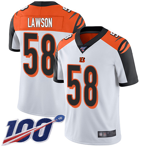 Cincinnati Bengals Limited White Men Carl Lawson Road Jersey NFL Footballl #58 100th Season Vapor Untouchable